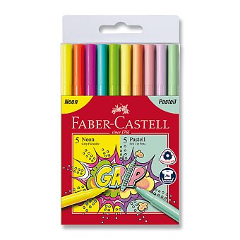 Obrázek produktu Dětské fixy Faber-Castell Grip Neon a Pastel - 10 barev