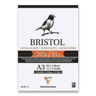 Obrázek produktu Blok Clairefontaine Bristol - A3, 20 listov, 205 g