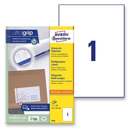 Obrázek produktu Avery Zweckform - univerzální etikety - 210,0 x 297,0 mm, 100 etiket