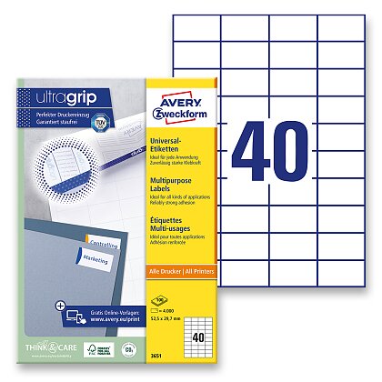 Obrázek produktu Avery Zweckform - univerzální etikety - 52,5 x 29,7 mm, 4000 etiket