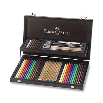 Obrázek produktu Sada pro kresbu Faber-Castell Compendium - dřevěná kazeta, 53 ks