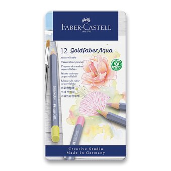 Obrázek produktu Akvarelové pastelky Faber-Castell Goldfaber Aqua Pastel - plechová krabička, 12 barev