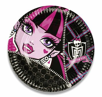Obrázek produktu Papírové talířky Monster High - průměr 23 cm, 8 ks