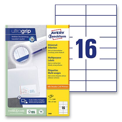 Obrázek produktu Avery Zweckform - univerzální etikety - 105,0 x 37,0 mm, 1600 etiket