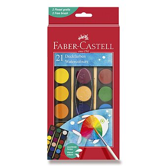 Obrázek produktu Vodové barvy Faber-Castell - 21 barev, průměr 30 mm