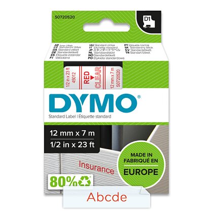 Obrázek produktu Dymo D1 S0720520 - originální polyesterová páska - 12 mm × 7 m, červeno-transparentní