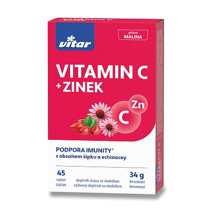 Obrázek produktu Vitar Vitamin C + Zinek + Echinacea a Šípek - 45 tablet