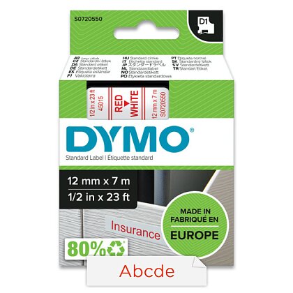 Obrázek produktu Dymo D1 S0720550 - originální polyesterová páska - 12 mm × 7 m, červeno-bílá