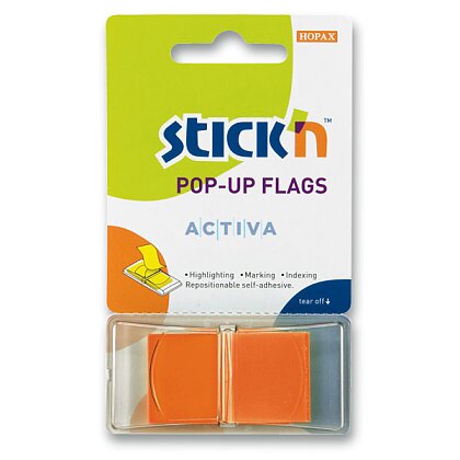 Obrázok produktu Hopax Stick'n PopUp Flags - neónové prúžky "Z" - 45 x 25 mm, 50 ks, oranžové