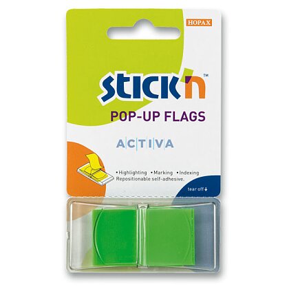 Obrázok produktu Hopax Stick'n PopUp Flags - neónové prúžky "Z" - 45 x 25 mm, 50 ks, zelené