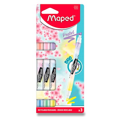 Obrázok produktu Maped Fluo Peps Duo Pastel - zvýrazňovač - 3 ks, sada