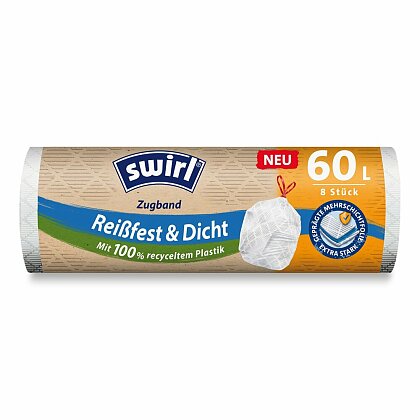 Obrázok produktu Swirl - zaťahovacie vrecia na odpadky - 60 l, 8 ks, 33 mikrónov, biele