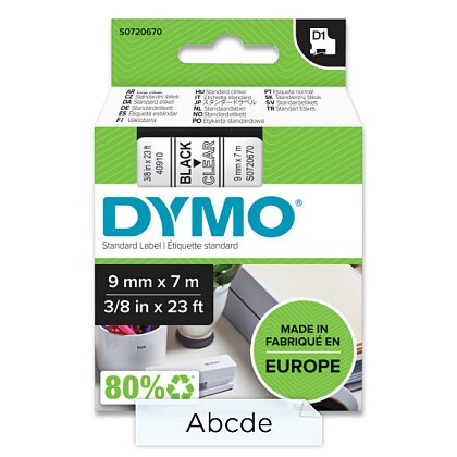 Obrázek produktu Dymo D1 S0720670 - originální polyesterová páska - 9 mm × 7 m, černo-transparentní