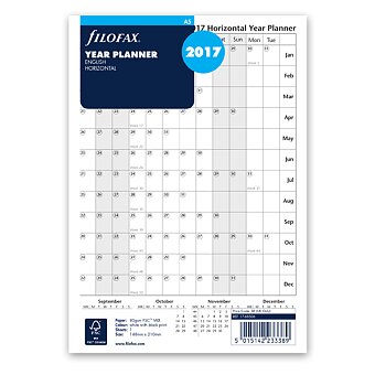 Obrázek produktu Plánovací kalendář 2017, Aj, horizontální - náplň k diářům Filofax A5