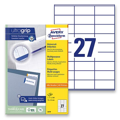 Obrázek produktu Avery Zweckform - univerzální etikety - 72,0 × 32,0 mm, 2700 etiket