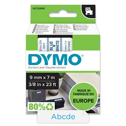 Obrázek produktu Dymo D1 S0720690 - originální polyesterová páska - 9 mm × 7 m, modro-bílá