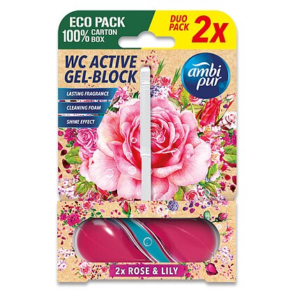 Obrázek produktu Ambi Pur - WC blok - Růže & Lilie, 2 x 45 g