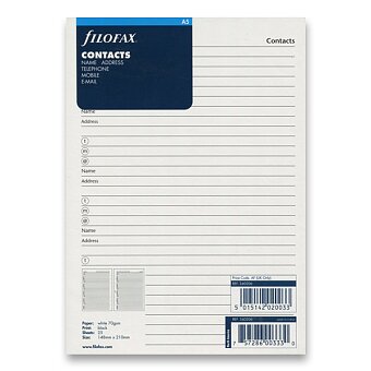 Obrázek produktu Adresář - náplň A5 k diářům Filofax