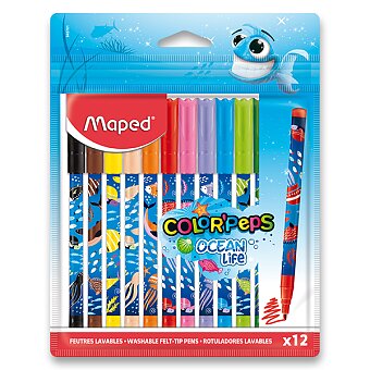Obrázek produktu Dětské fixy Maped Color&#039;Peps Ocean Life Decorated - 12 barev