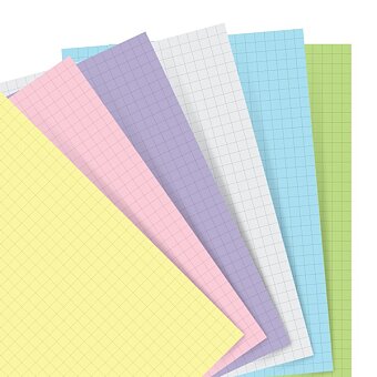 Obrázek produktu Poznámkový papír, čtverečkovaný, 6 barev - náplň diářů A5 Filofax