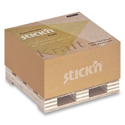 Obrázek produktu Hopax Stick'n Kraft Cube - samolepicí bloček - 76 × 76 mm, 400 l., hnědý
