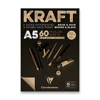 Obrázek produktu Blok Clairefontaine Brown &amp; Black Kraft - A5, 60 listů, 90 g