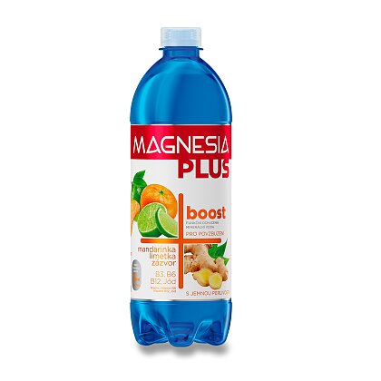 Obrázek produktu Magnesia Plus Boost - ochucená minerální voda - mandarinka, limetka a zázvor, 0,7 l