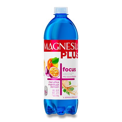 Obrázek produktu Magnesia Plus Focus - ochucená minerální voda - meruňka, marakuja, ženšen, 0,7 l