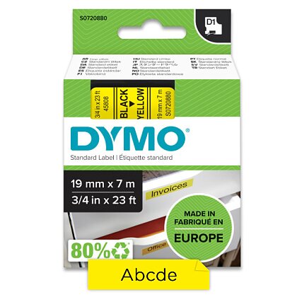 Obrázek produktu Dymo D1 S0720880 - originální polyesterová páska - 19 mm × 7 m, černo-žlutá