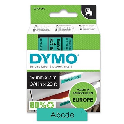 Obrázek produktu Dymo D1 S0720890 - originální polyesterová páska - 19 mm × 7 m, černo-zelená