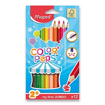 Obrázek produktu Pastelky Maped Color&#039;Peps Jumbo - 12 barev, trojhranné