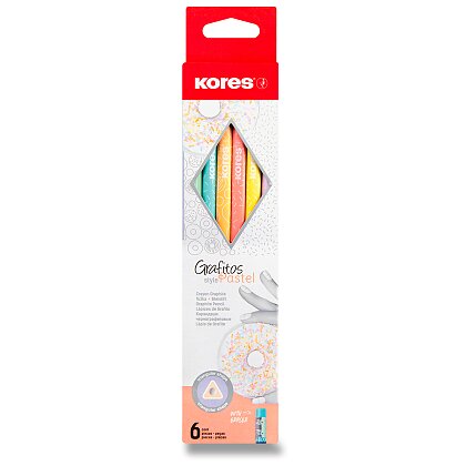 Obrázok produktu Kores Grafitos Style Pastel - grafitová ceruzka s gumou - HB, 6 ks