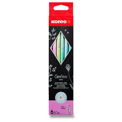 Obrázok produktu Kores Grafitos Style Metal - grafitová ceruzka s gumou - HB, 6 ks