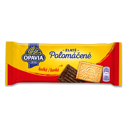 Obrázek produktu polomáčené sušenky Opavia Zlaté, hořké nebo mléčné, 100 g