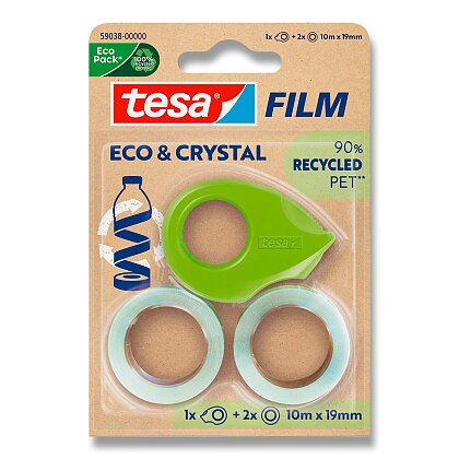 Obrázok produktu Tesa Eco & Crystal - transparentná samolepiaca páska s odvíjačom - 19 mm x 10 m, 2 ks