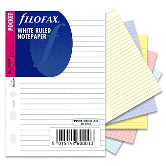 Obrázek produktu Poznámkový papír, linkovaný - náplň kapesních diářů Filofax, výběr barev