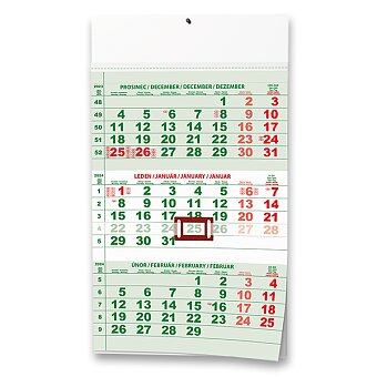 Obrázek produktu Nástěnný kalendář Standard tříměsíční 2024 - zelený