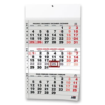 Obrázek produktu Nástěnný kalendář Standard tříměsíční 2024 - černý