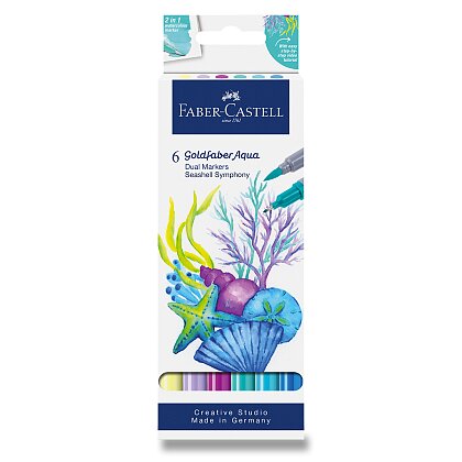 Obrázek produktu Faber-Castell Goldfaber Aqua Dual Marker Seashell Symphony - popisovač - 6 ks