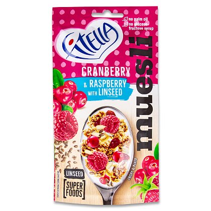 Obrázek produktu Fitella - muesli s brusinkami, malinami a lněným semínkem, 50 g