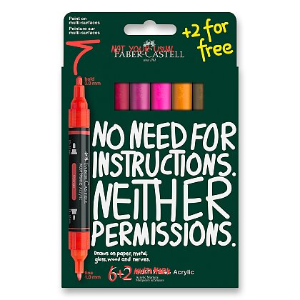 Obrázok produktu Faber-Castell Multimark Flame - akrylový popisovač - sada 6+2 farieb