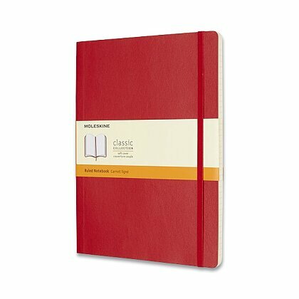 Obrázok produktu Moleskine - zápisník v mäkkých doskách - veľ. XL, 19 × 25 cm, linajkový, červený