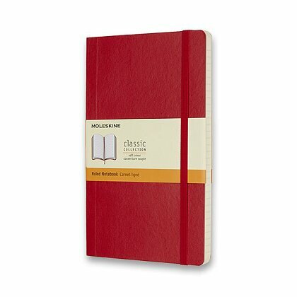 Obrázok produktu Moleskine - zápisník v mäkkých doskách - veľ. L, 13 × 21 cm, linajkový, červený