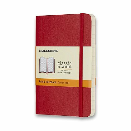 Obrázok produktu Moleskine - zápisník v mäkkých doskách - veľ. S, 9 × 14 cm, linajkový, červený