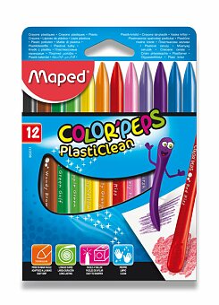 Obrázek produktu Plastové pastely Maped Color&#039;Peps Plasticlean - 12 barev, trojhranné