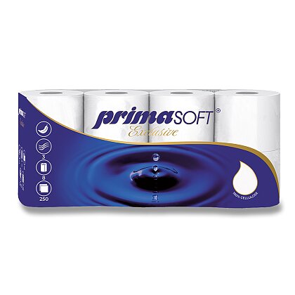 Obrázok produktu toaletný papier PrimaSoft Exclusive, 3vrstvový, návin 30 m, 8 ks