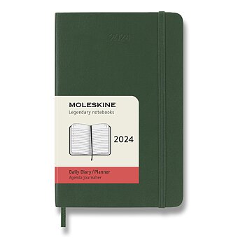 Obrázek produktu Diář Moleskine 2024 - měkké desky - S, denní, tmavě zelený
