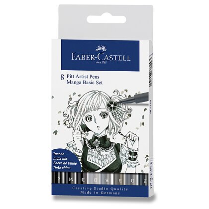 Obrázok produktu Faber-Castell Pitt Artist Pen Manga - popisovač - 8 kusov, Manga Basic
