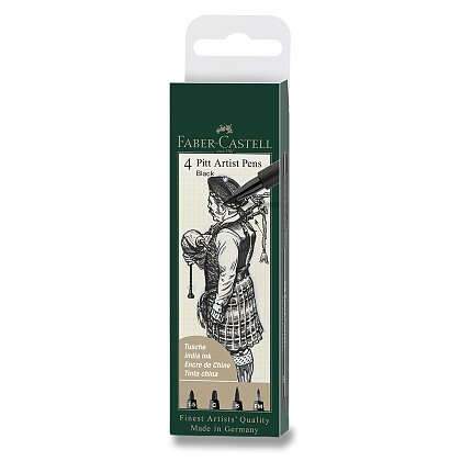 Obrázok produktu Faber-Castell Pitt Artist Pen - popisovač - sada 4 ks, 1,5 mm, C, B, FM, čierny