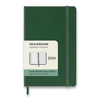 Obrázek produktu Diář Moleskine 2024 - tvrdé desky - S, týdenní, tmavě zelený